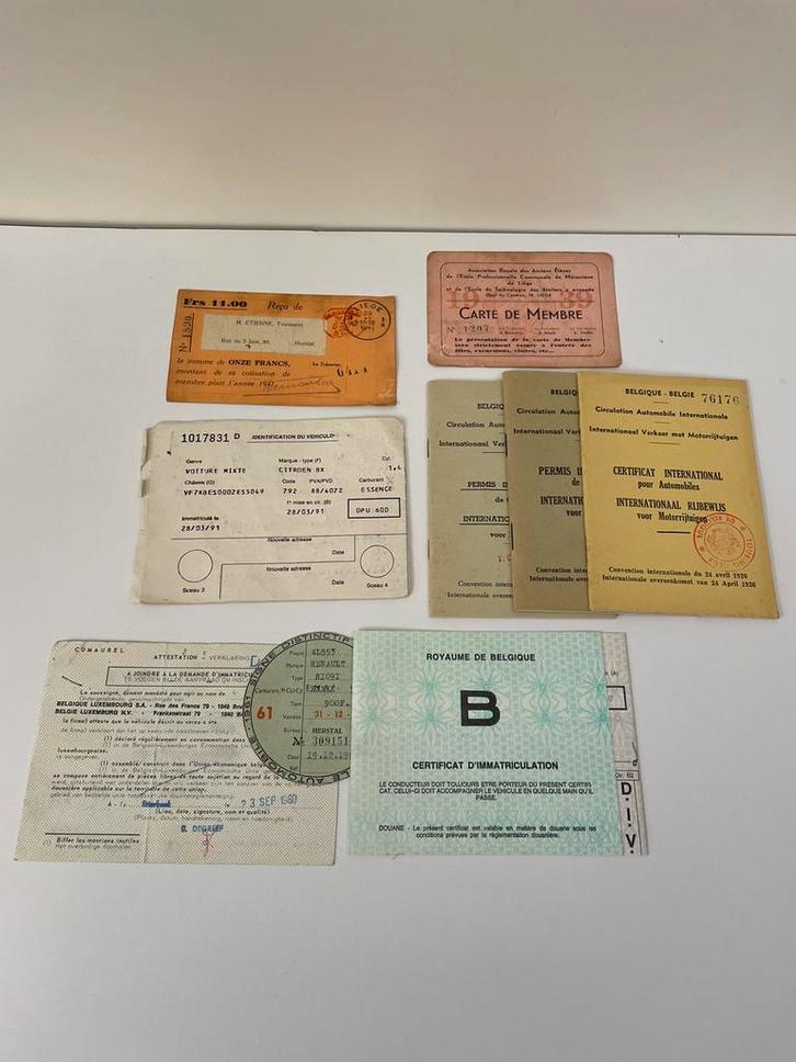 Collectie Belgische Autodocumenten & Lidmaatschapskaarten, Antiek en Kunst, Curiosa en Brocante, Ophalen of Verzenden