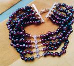 Antieke gouden granaten armband met gouden slot,zaad parels, Bijoux, Sacs & Beauté, Bijoux anciens, Enlèvement ou Envoi, Or, Bracelet