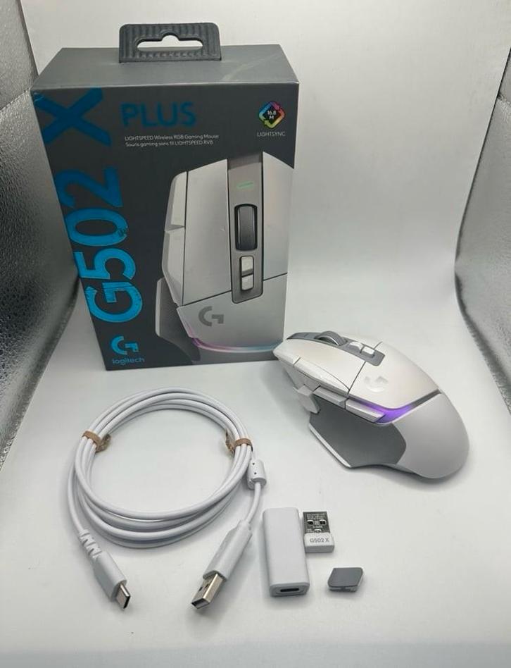 Logitech G502 X Plus, Computers en Software, Muizen, Zo goed als nieuw, Muis, Rechtshandig, Draadloos, Ergonomisch, Gaming muis