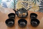 zwarte chinese theepot met 5 kommetjes, Huis en Inrichting, Overige typen, Ophalen of Verzenden, Zo goed als nieuw, Overige stijlen