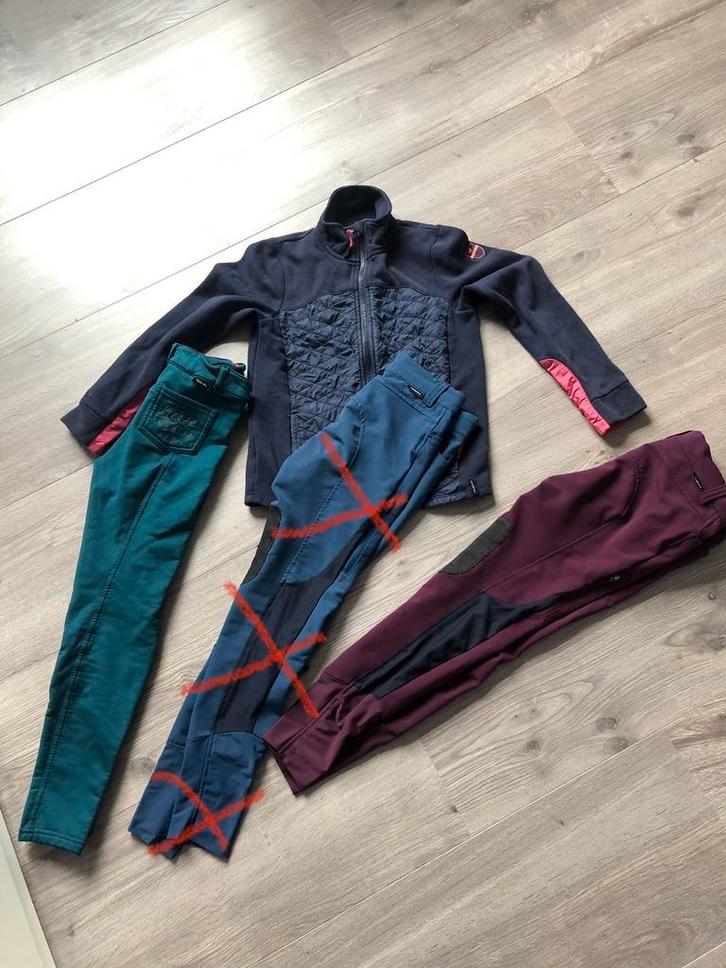 Paardrijkledij 10 jaar set van 1 vestje en 2 broeken, Animaux & Accessoires, Vêtements d'équitation, Enlèvement ou Envoi