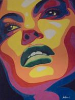 olieschilderij popart face (60x80cm), Antiek en Kunst, Ophalen of Verzenden