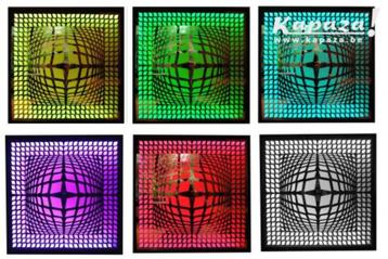 Grote spiegel met motief Vasarely beschikbaar voor biedingen
