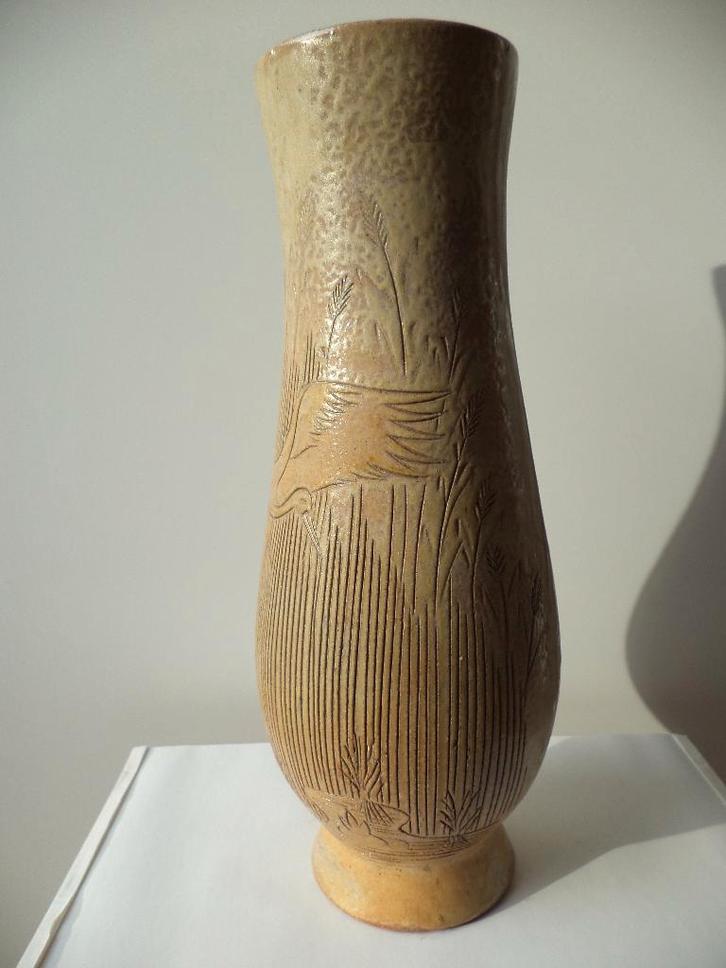 Hoge, meesterlijke vaas DUBOIS BOUFFIOULX gekamd decor 4kg, Antiek en Kunst, Antiek | Keramiek en Aardewerk, Ophalen