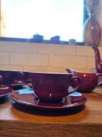Retro Belgische bordeau koffietasjes, Antiek en Kunst, Antiek | Servies compleet, Ophalen