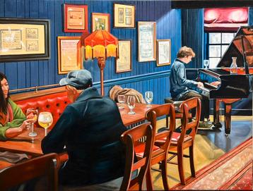 Jazz Café Olieverf op doek 60/80 beschikbaar voor biedingen