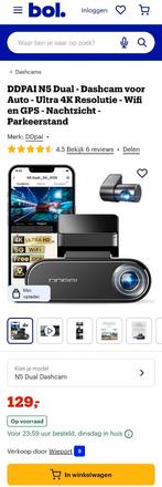 Nieuwe dual dashcam (UHD + FHD) + nachtzicht en parkeerstand, Ophalen of Verzenden, Nieuw