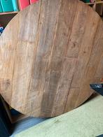 Ronde houten tafel  130 ( tropisch  hout), Huis en Inrichting, Ophalen, 100 tot 150 cm, Rond, Zo goed als nieuw
