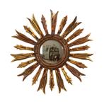 Vintage Houten Zonnespiegel Sunburst Goud Fifties 52cm, Huis en Inrichting, Gebruikt, Rond, Ophalen of Verzenden, Nvt