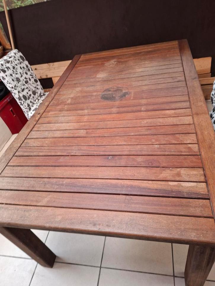 Table en Tek L 1m80  l 1m20 H 78 cm et 6 chaises ikea, Huis en Inrichting, Tafels | Eettafels, Ophalen