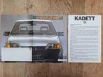 OPEL KADETT 1985 BROCHURE 18 PAGINA'S + TECHNISCHE FICHE TEK, Boeken, Ophalen of Verzenden, Zo goed als nieuw, Opel