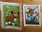 Retro borduurwerkjes, kinderkamer, kat + konijn, prijs/stuk, Antiek en Kunst, Curiosa en Brocante, Ophalen of Verzenden