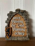 Wandplaat "Wees Vlaming die God Vlaming schiep" in hout-look, Ophalen