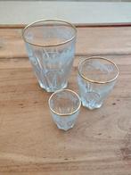 Set van 4 x 3 vintage glazen met gouden rand, Ophalen