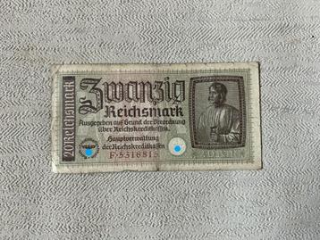 Duits bankbiljet bankbriefje van 20 Reichsmark - 1939 - wo2 beschikbaar voor biedingen