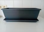 PVC Bloembak met onderschaal in grijs antraciet. L.40 cm., Ophalen, Tuin, Kunststof, Minder dan 30 cm