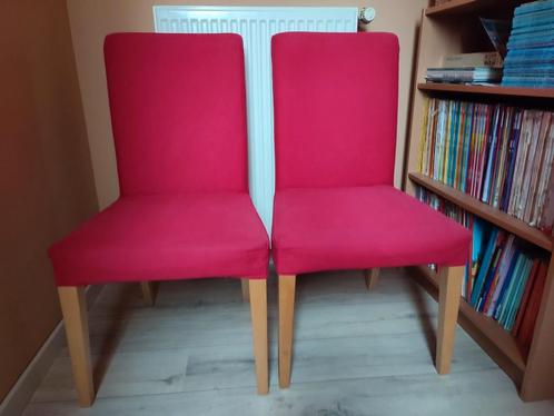 Chaises en tissu, Huis en Inrichting, Stoelen, Zo goed als nieuw, Twee, Rood, Ophalen