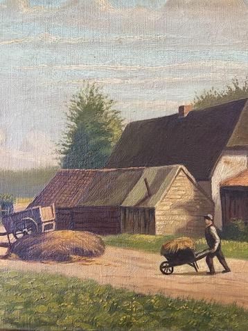 +100 jaar oud schilderij op doek uit 1911 van E. Van Dooren beschikbaar voor biedingen