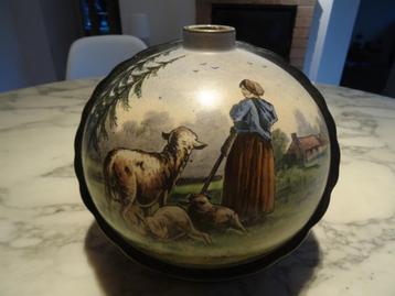 Vase boule art déco en grès de l'artiste E. LOMBART -1859-19