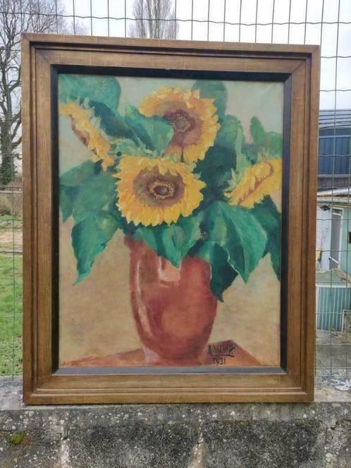 huile sur papier maroufle fleurs signe jose wolff, Antiquités & Art, Art | Peinture | Classique, Enlèvement