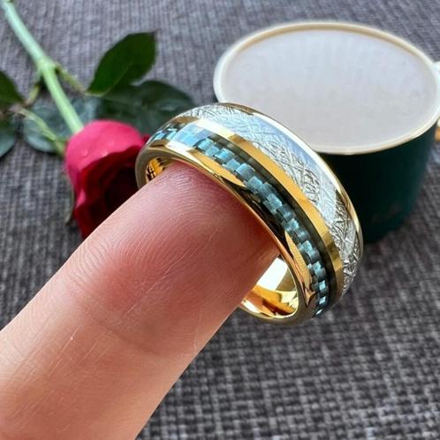 Trouwringen wolfraam 18 karaat goud verguld - Levi, Handtassen en Accessoires, Ringen, Nieuw, Dame of Heer, Goud, Overige materialen