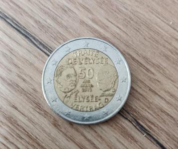 Pièce 2 euros commémorative 50 ans traité de l'Élysée. 