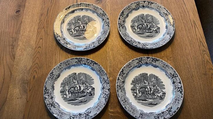 4 antieke borden Petrus Regout Indian Traffic, Antiek en Kunst, Antiek | Wandborden en Tegels, Ophalen