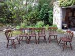 Vintage eiken tafel + stoelen (horeca set), Vijf, Zes of meer stoelen, Gebruikt, Bruin, Hout