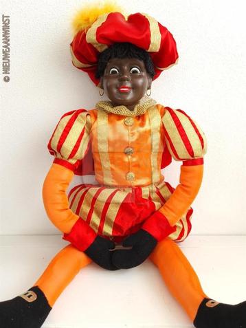 Authentieke V&D etalage zwarte Piet pop - 75cm, oranje/rood beschikbaar voor biedingen