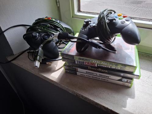 Originele Xbox + 2 controllers + 5 games – volledig werkend!, Games en Spelcomputers, Spelcomputers | Xbox Original, Gebruikt