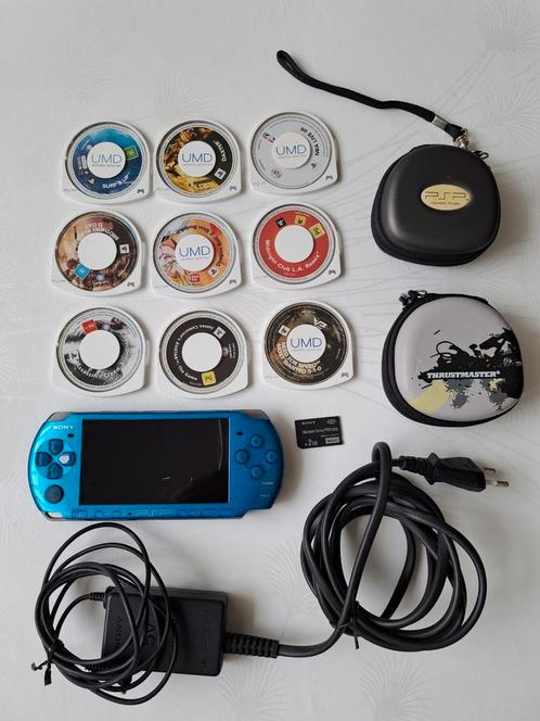 Zeer mooie psp 3004 turquoise met 9 games + officiële oplade, Games en Spelcomputers, Spelcomputers | Sony PSP, Zo goed als nieuw