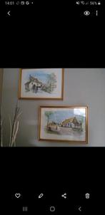 Aquarel schilderijtjes 2 stuks samen te koop, Ophalen