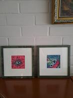 Vintage lijsten aquarellen op zijden, Ophalen of Verzenden, Zo goed als nieuw