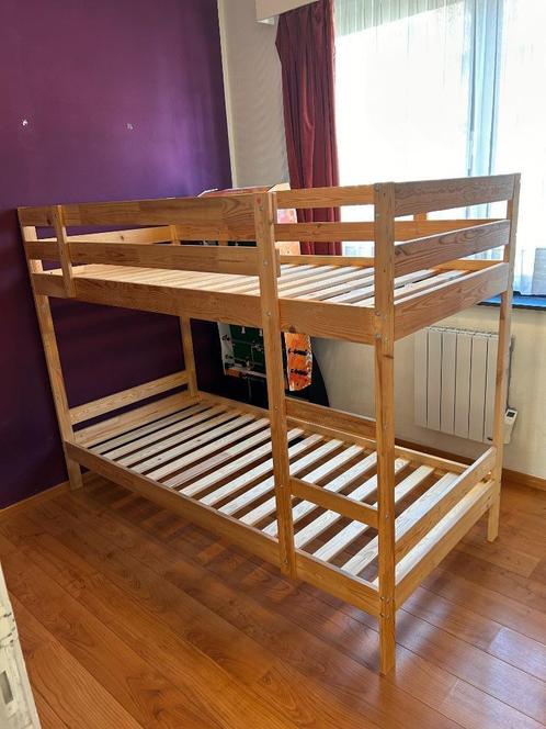 Houten stapelbed (Ikea), Huis en Inrichting, Slaapkamer | Bedden, Zo goed als nieuw, Tweepersoons, 90 cm, 200 cm, Hout, Bruin