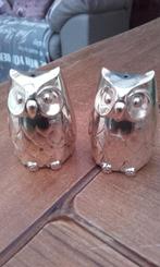 vintage in messing verzilverde peper en zout uiltjes, Antiek en Kunst, Ophalen of Verzenden