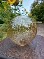 Lampbol/amberkleur glas/structuur lijnen op glas, Ophalen of Verzenden