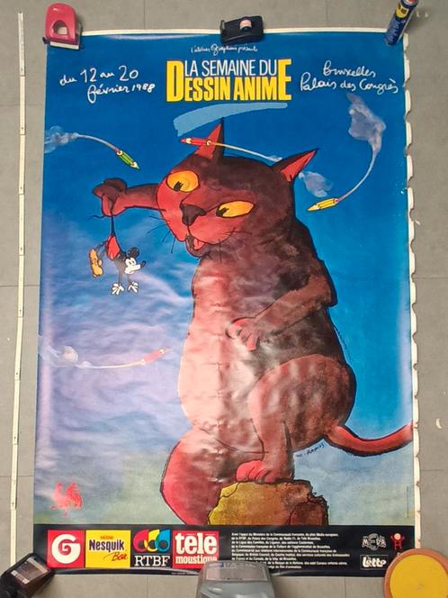 Lot d'affiches publicitaires années 80, Collections, Posters & Affiches, Utilisé, Publicité, Affiche ou Poster pour porte ou plus grand