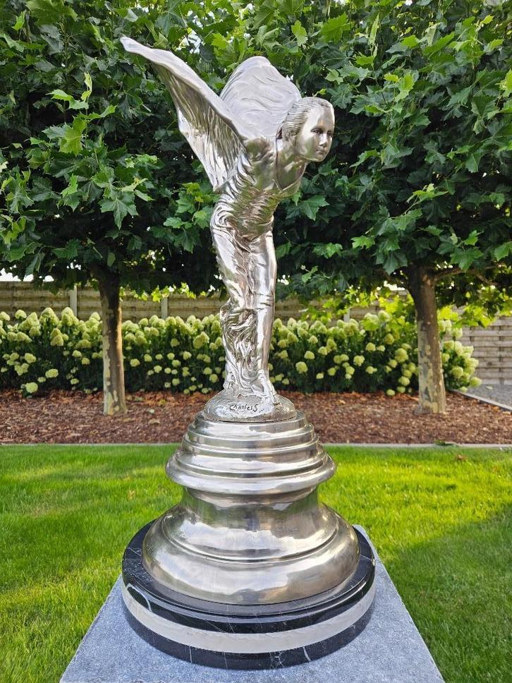 Mooie brons Rolls-Royce Spirit of Ecstasy 80 cm hoog TOPSTUK, Antiek en Kunst, Kunst | Beelden en Houtsnijwerken, Ophalen of Verzenden