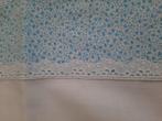 vintage laken + sloop / blauwe rand + kanten bies, Ophalen of Verzenden, Gebruikt