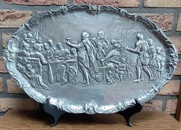 Tinnen tafereel met reliëf - Bruiloft te Kana - 94% Tin € 75 beschikbaar voor biedingen