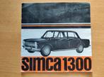 Simca 1300 brochure, Ophalen of Verzenden, Gelezen, Overige merken