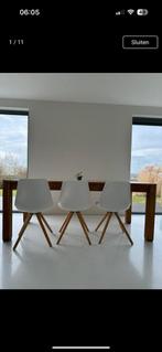 Stevige houten tafel en 6 stoelen, Huis en Inrichting, Tafels | Eettafels, Ophalen, Gebruikt