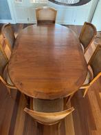 table à manger avec 6 chaises, 100 à 150 cm, 100 à 150 cm, Cerisier, Ovale