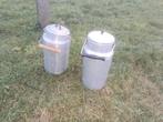 2 grote waterdichte aluminium melkkannen met draagbaar, Ophalen