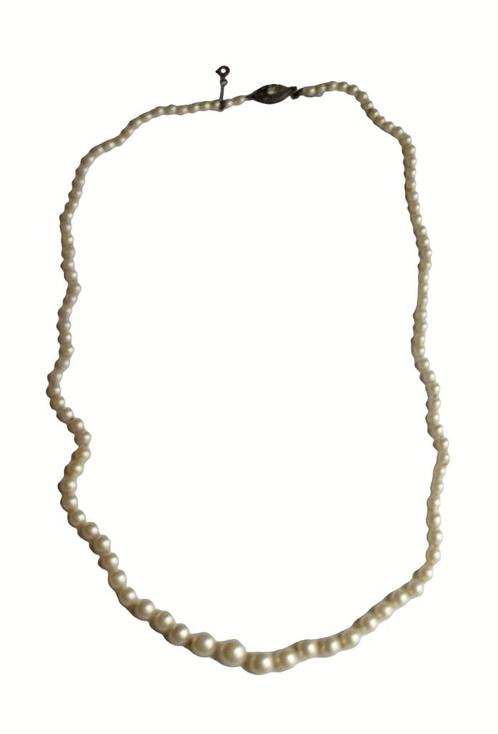 collier de perles, Handtassen en Accessoires, Kettingen, Gebruikt, Zilver, Wit, Met edelsteen, Met strass, Ophalen of Verzenden