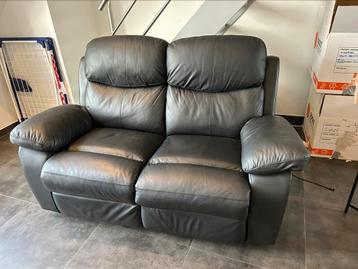 Zwarte leren relaxzetel, Zwart, 125 à 150 cm, Comme neuf, Enlèvement