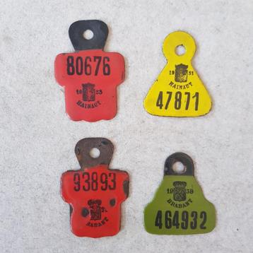 4 oude fietsplaten in emaille, 2 Hainaut en 2 Brabant beschikbaar voor biedingen