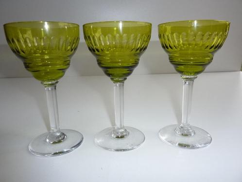 3 verres à vin Art Déco Val St Lambert, Antiek en Kunst, Antiek | Glaswerk en Kristal, Ophalen of Verzenden