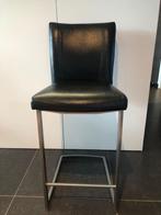 4 Keuken/barkrukken zwart leder te koop, Huis en Inrichting, Barkrukken, Ophalen, Gebruikt, Met voetsteun, Leer