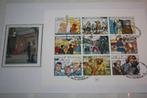 FDC zijde  , zegel blok 9 zegels 1stempel, Kuifje herge 1999, Collections, Personnages de BD, Tintin, Autres types, Enlèvement ou Envoi